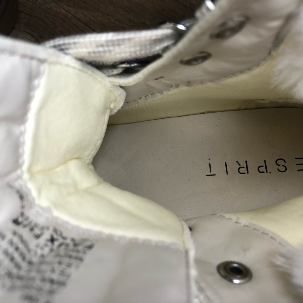 Esprit Lace Up Faux Fur Collar Suede Off White Boots Size 8.5 - Picture 10 of 11
